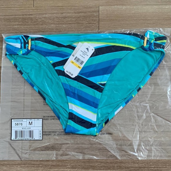 Tommy Bahama Winding Wave Side Twist Bikini Bottom in Ming Jade - Picture 3 of 7